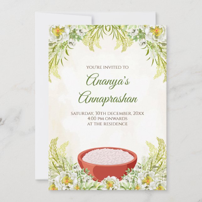 Annaprasan invitation & Annaprashana ceremony card (Front)