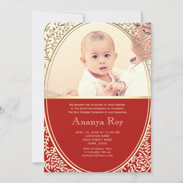 Annaprashan First Rice Ceremony Photo Invitation (Front)