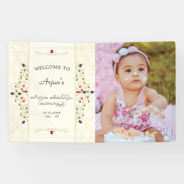 Annaprashan First Rice Ceremony Photo Welcome Banner (Horizontal)