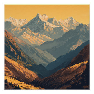 Annapurna Mountain Range Nepal Vintage Poster