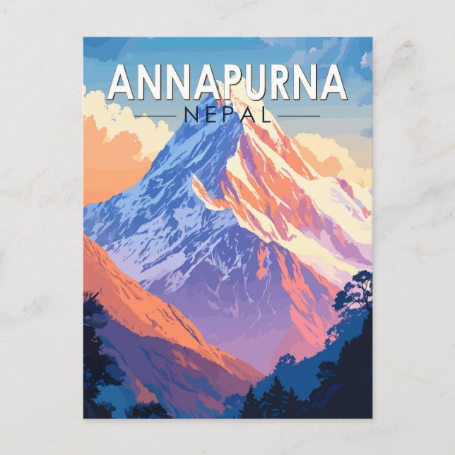 Annapurna Nepal Travel Art Vintage Postcard (Front)
