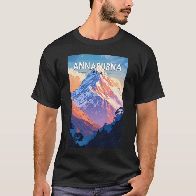Annapurna Nepal Travel Art Vintage T-Shirt (Front)