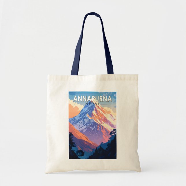 Annapurna Nepal Travel Art Vintage Tote Bag (Front)