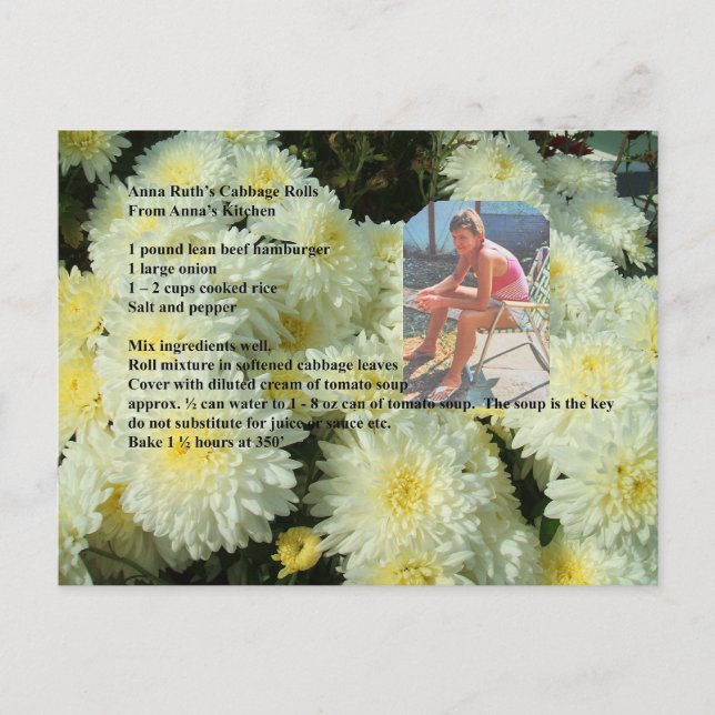 AnnaRuth's Cabbage Rolls Recipe Postcard (Front)