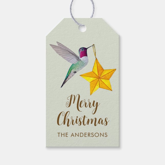 Anna's Hummingbird and Star Gift Tags (Front)
