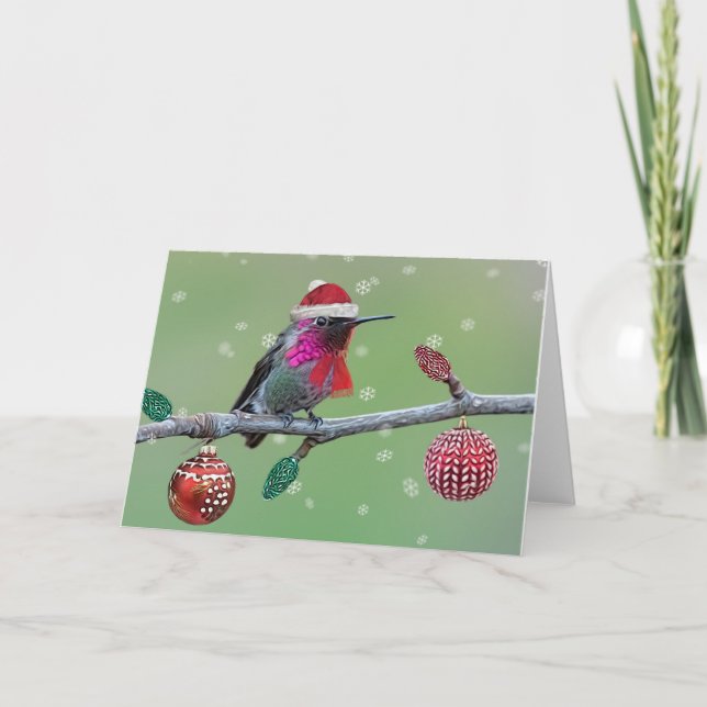 Anna's Hummingbird Christmas Holiday Card (Front)