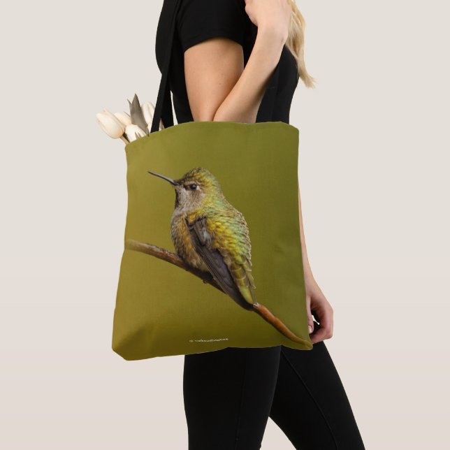 Anna's Hummingbird on the Scarlet Trumpetvine Tote Bag (Close Up)