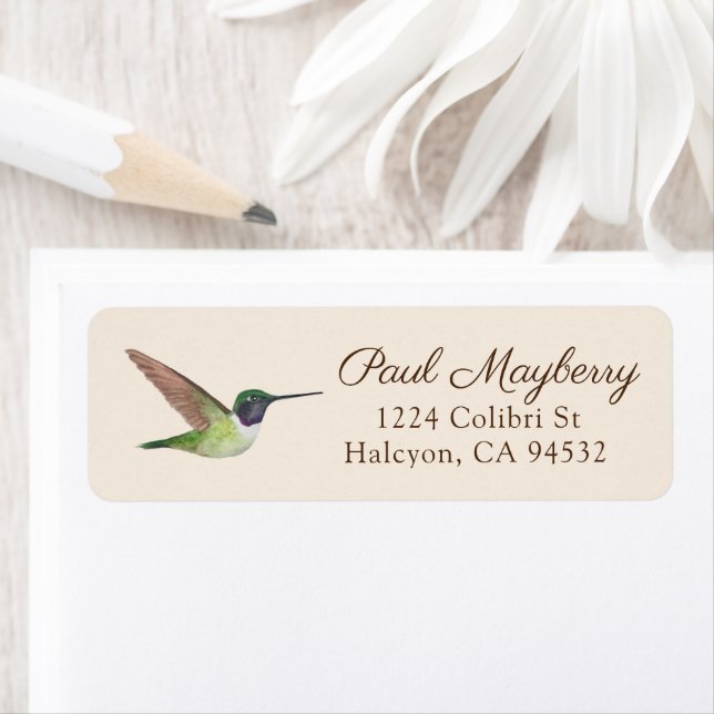 Anna's Hummingbird Return Address Label (Insitu)