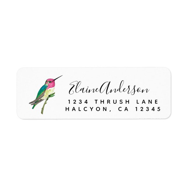 Anna's Hummingbird return address Label (Front)