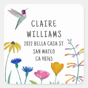 Anna's Hummingbird return address  Square Sticker