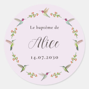 Anna's Hummingbirds Baptism Classic Round Sticker