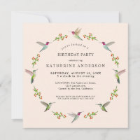 Anna's Hummingbirds Birthday Invitation