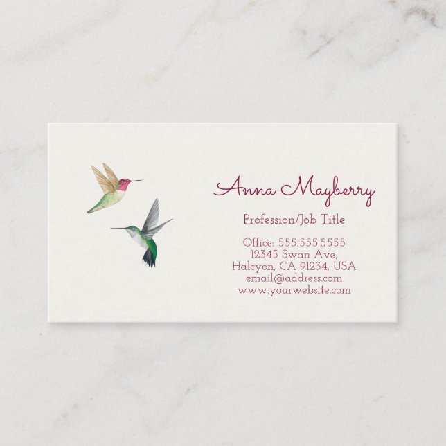 Anna's Hummingbirds Business Card (Front)
