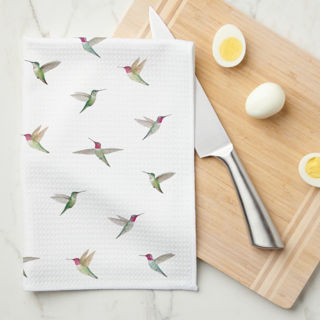Anna's Hummingbirds Tea Towel (Quarter Fold)