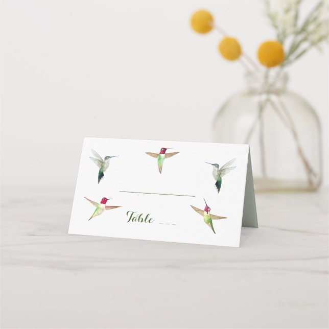 Anna's Hummingbirds Wedding Place Card (Front)
