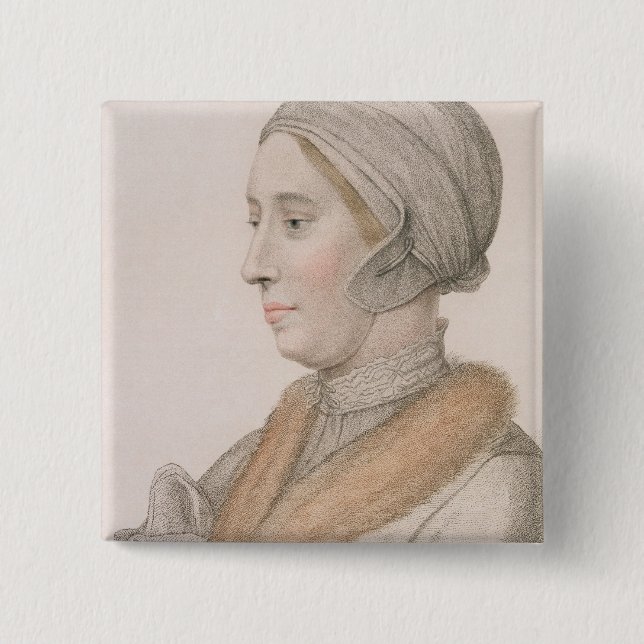 Anne Boleyn (1507-36) engraved by Francesco Bartol 15 Cm Square Badge (Front)