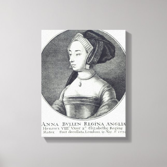Anne Boleyn, etched by Wenceslaus Hollar, 1649 Canvas Print (Front)