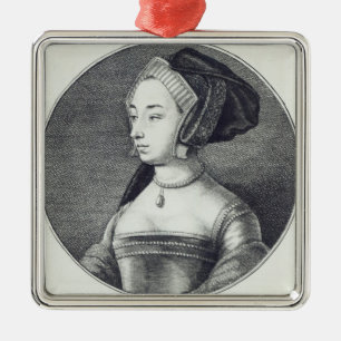 Anne Boleyn, etched by Wenceslaus Hollar, 1649 Metal Tree Decoration