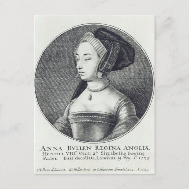 Anne Boleyn, etched by Wenceslaus Hollar, 1649 Postcard (Front)