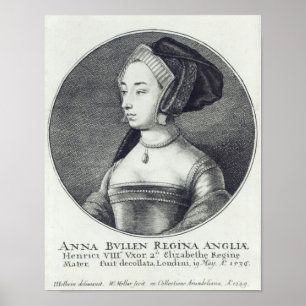Anne Boleyn, etched by Wenceslaus Hollar, 1649 Poster