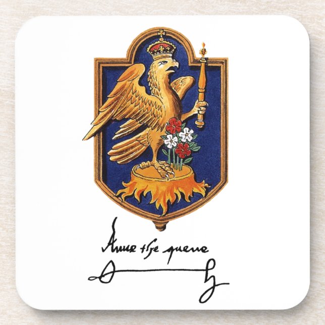 Anne Boleyn Signature & Coat of Arms Coaster (Front)