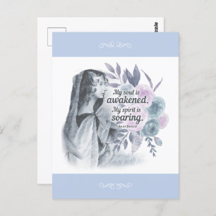 Anne Bronte Quote My Soul Is Awakened Floral Postcard