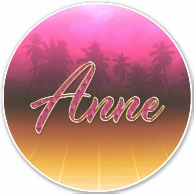 Anne First Name Name golden pink sticker (Front)