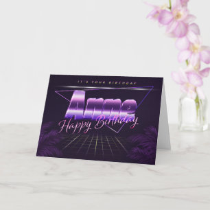 Anne Name Vorname lila retro Karte Geburtstag Card