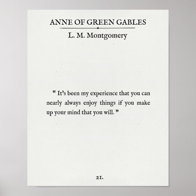 Anne of Green Gables - Book Page Quote - Enjoy It Poster (Front)