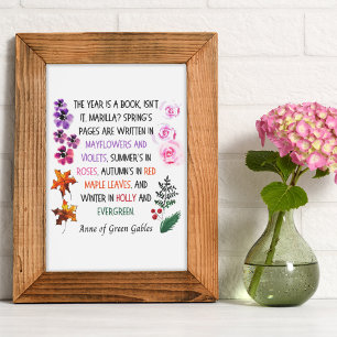 Anne of Green Gables Colourful Botanical Hand-Draw Poster