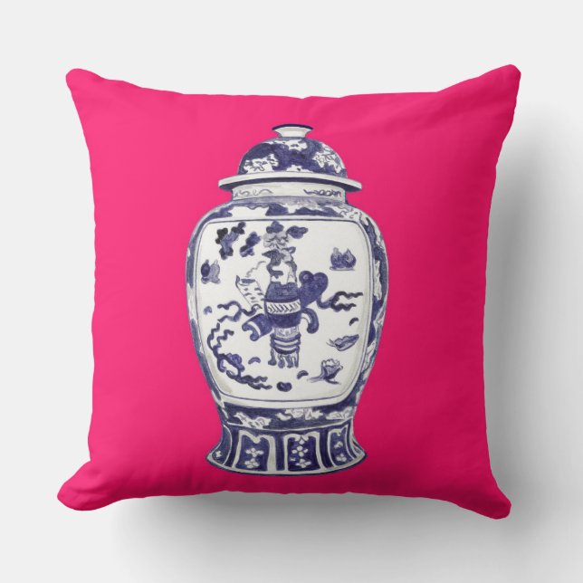 ANNECHOVIE GINGER JAR ON FUSCHIA PILLOW (Front)