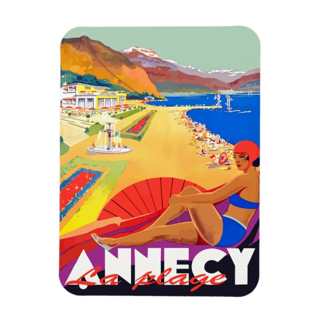 Annecy Beach Girl Magnet (Vertical)