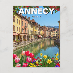 Annecy France Flowers Travel Postcard