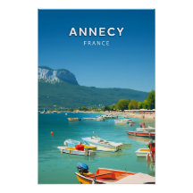Annecy, France, Poster retro-chic style