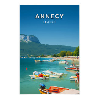 Annecy, France, Poster retro-chic style