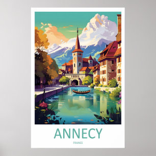 Annecy France Travel Poster Vintage Ski National