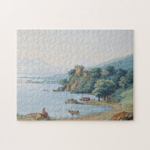 Annecy Lake with Castle by Carl Ludwig Hackert Jigsaw Puzzle