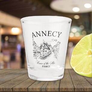 Annecy Retro Art – Venice of the Alps Typography Shot Glass