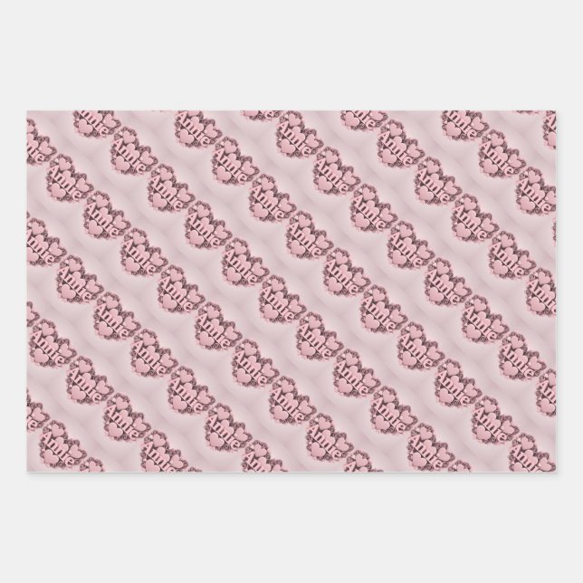 Annie 3D Pink Hearts Wrapping Paper Set (Front)