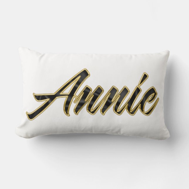 Annie black gold lettering pillow decor (Front)