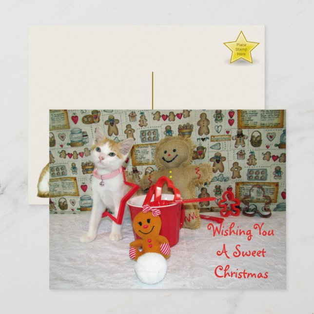 Annie Cat Gingerbread Christmas Postcard (Front/Back)