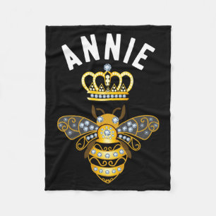 Annie Name Annie Birthday Gifts Queen Crown Bee Fleece Blanket