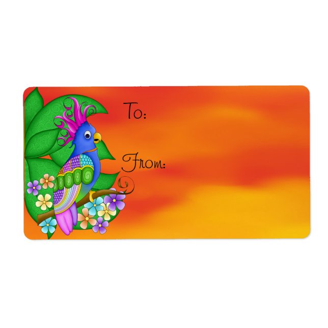 Annika Tropical Bird Gift Tag Labels (Front)