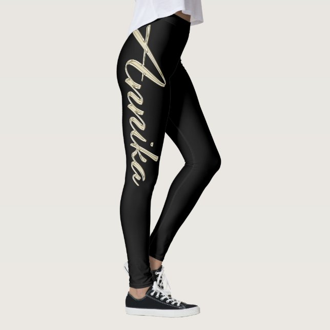 Annika white gold Handwriting trousers Leggings (Right)