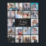 Anniversary 18 Photo Collage YEARS INTO FOREVER Faux Canvas Print<br><div class="desc">Create a commemorative keepsake photo display as a faux canvas print to celebrate any year anniversary utilising this easy-to-upload photo collage template with 18 pictures through the years and titled # YEARS INTO FOREVER in elegant calligraphy script typography accented with interlocking hearts and personalised with the couple's names and dates...</div>