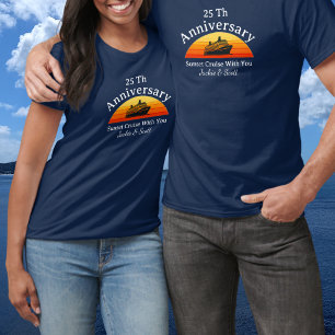   Anniversary 25th Wedding Cruise Blue Personalise T-Shirt