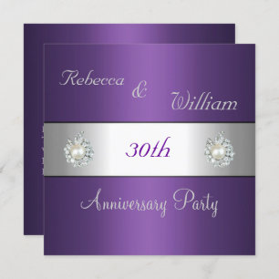 Anniversary 30th Elegant Purple & Pearl Jewel Invitation