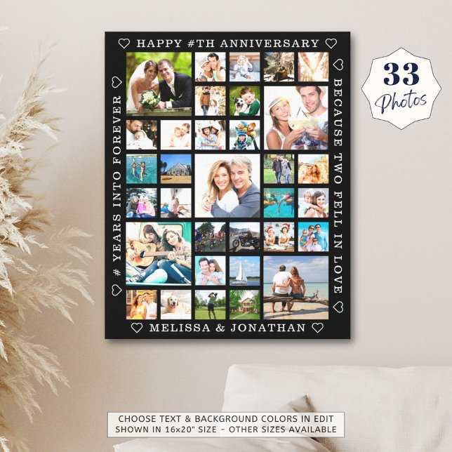 Anniversary 33 Photo Collage Custom Personalised Canvas Print (Creator Uploaded)