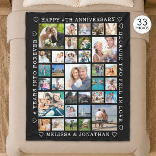 Anniversary 33 Photo Collage Custom Personalised Fleece Blanket