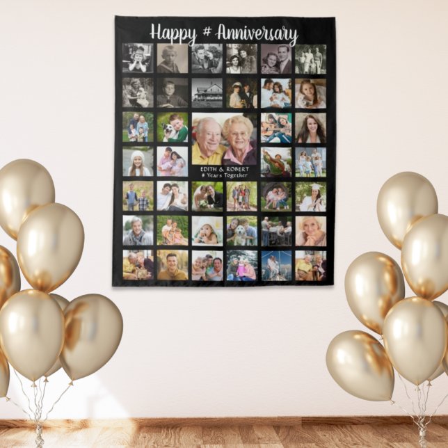 Anniversary 39 Photo Collage Personalised Tapestry (Creator Uploaded)